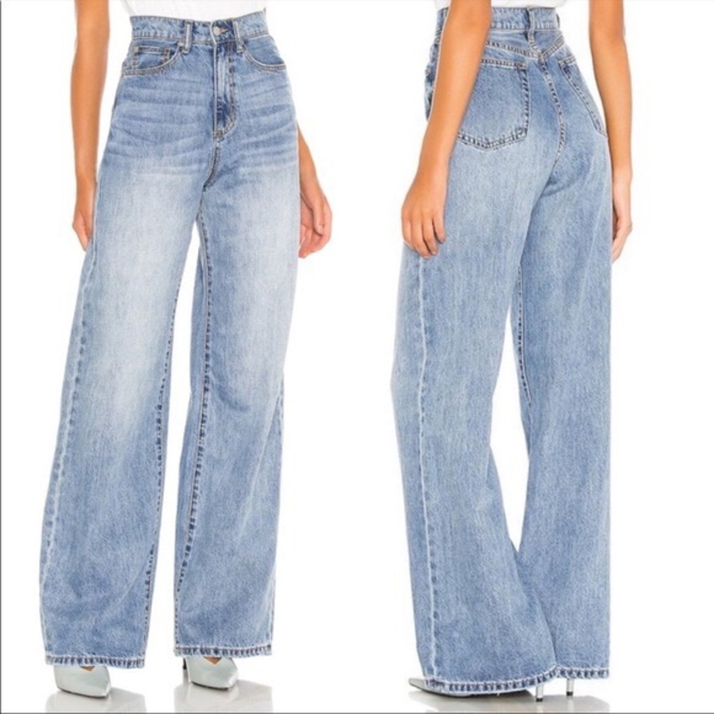 WeWoreWhat • high rise wide leg jeans foam sz 25